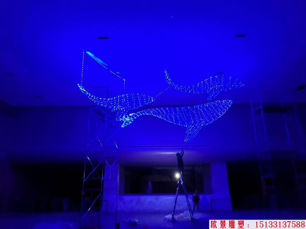 不锈钢吊顶镂空动物摆件,适合海洋馆景观装饰